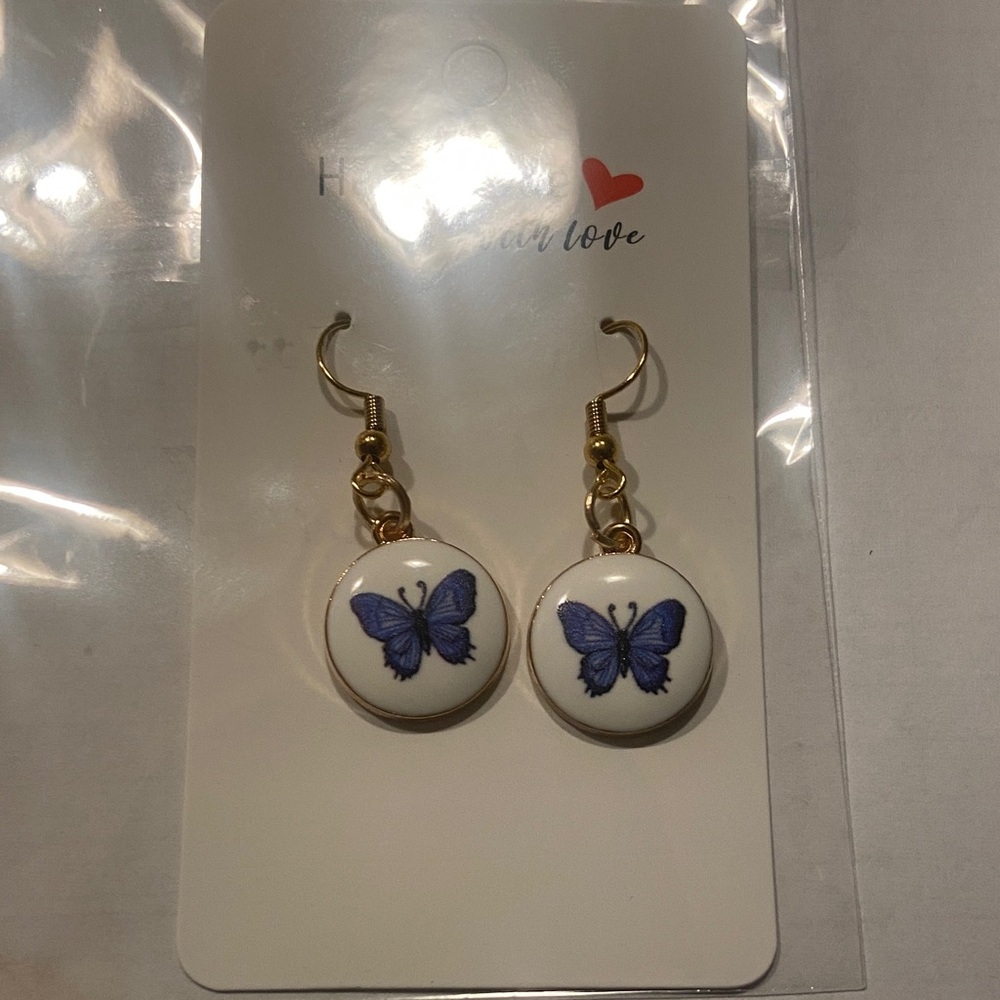 Butterfly Earrings with Gold Accents